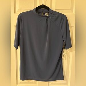 Worthington Petrol Blue Blouse with Tie Neckline Medium NWT